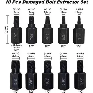10-dijelni set za odvrtanje oštećenih vijaka